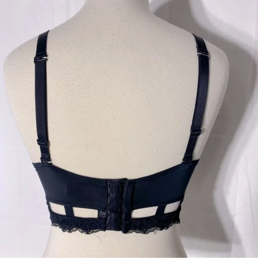 La Senza Black Bustier Bra W Gold Dots And Lace Trim 36B - Picture 5 of 12